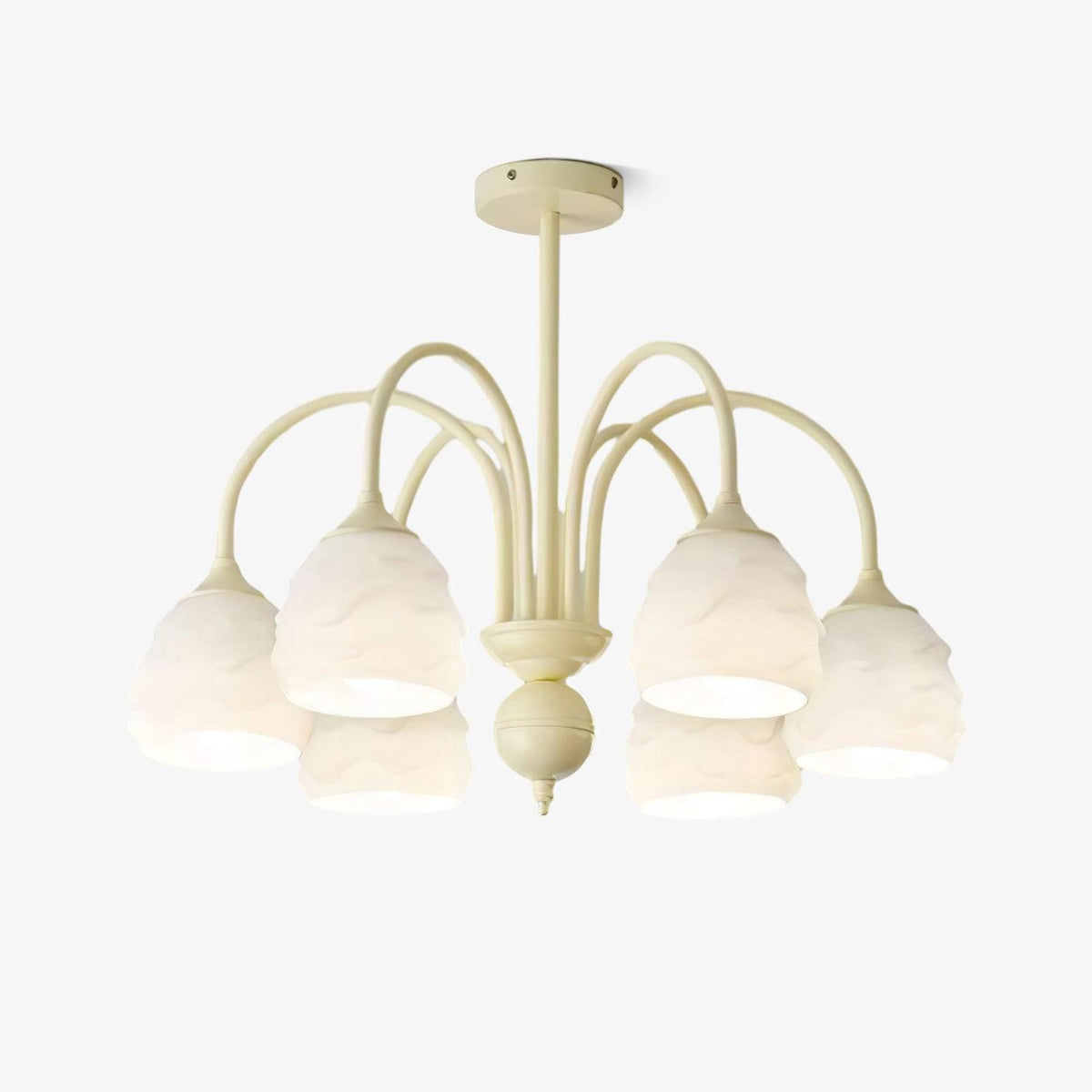 Lustra Chandelier Crème Glacée Fondante Verre Lacté - Neutralighting