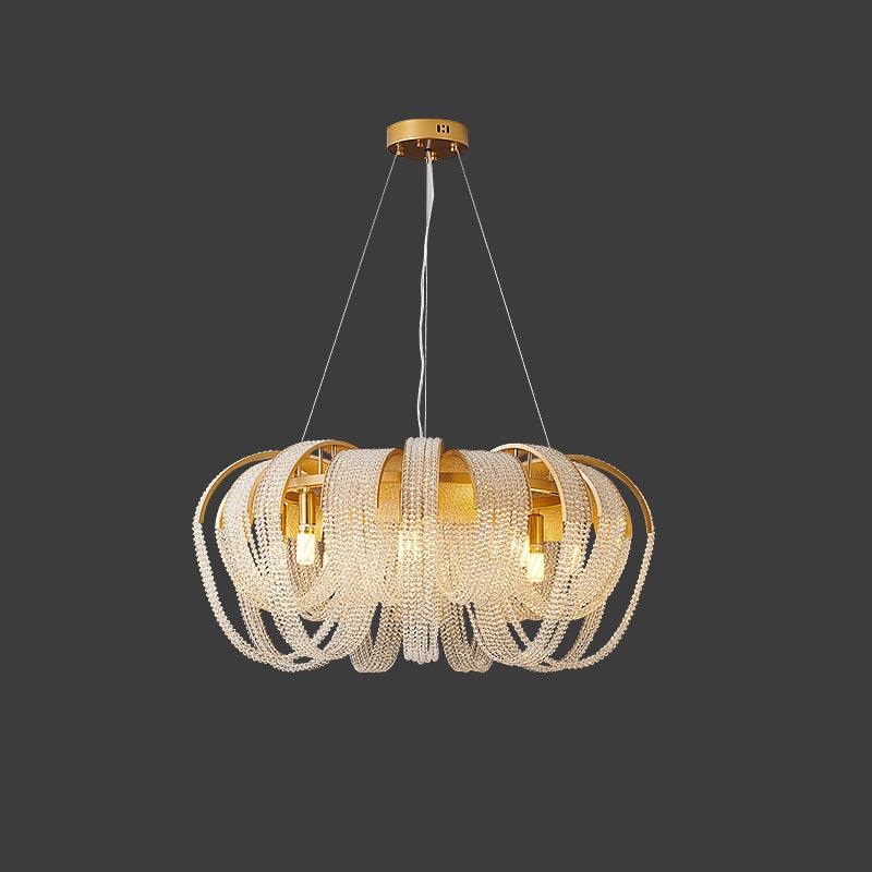 Lustra Chandelier Maille Cristal Doré Cascade Scintillante - Neutralighting
