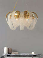 Lustra Chandelier Maille Cristal Doré Cascade Scintillante - Neutralighting