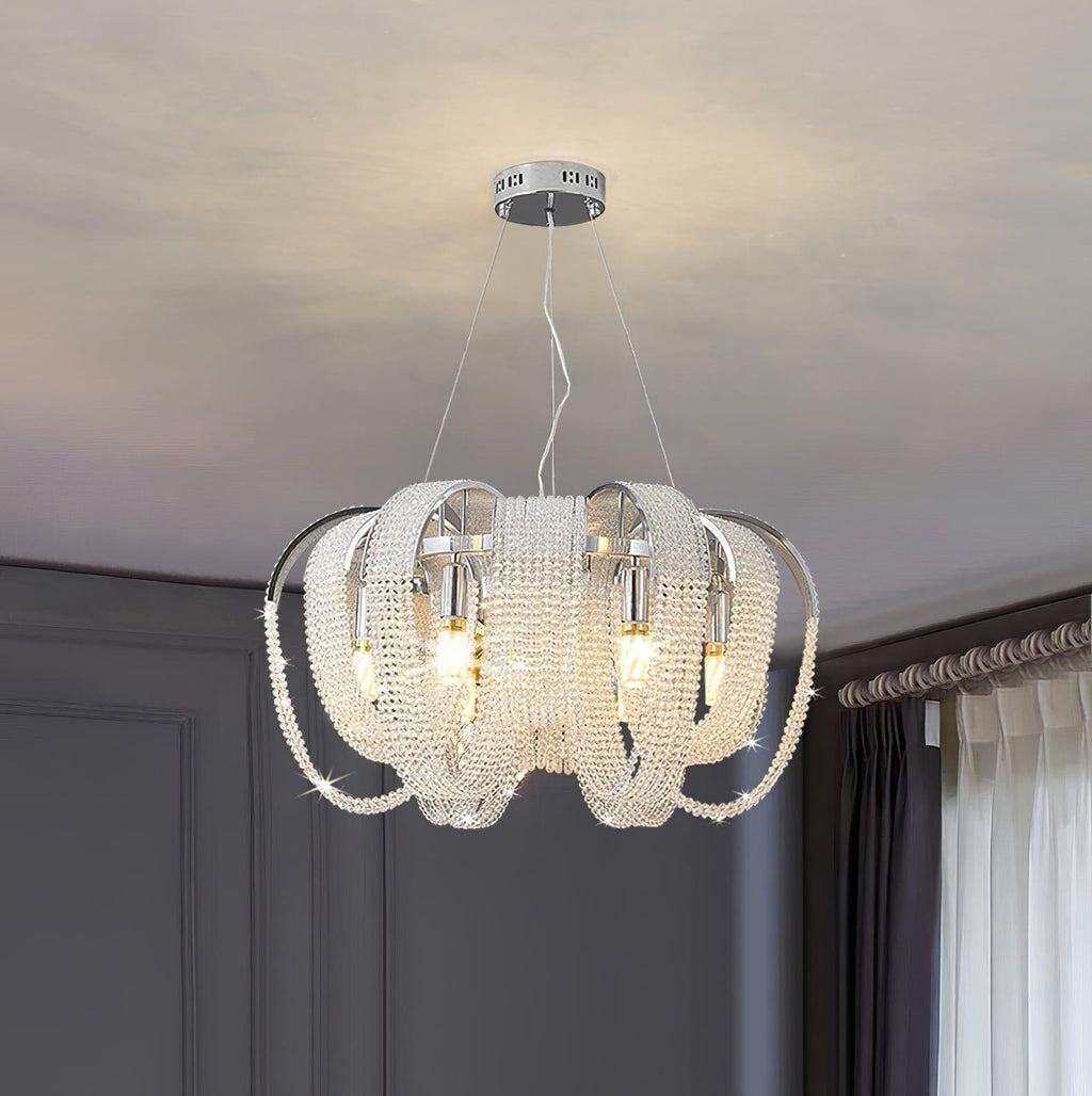 Lustra Chandelier Maille Cristal Doré Cascade Scintillante - Neutralighting