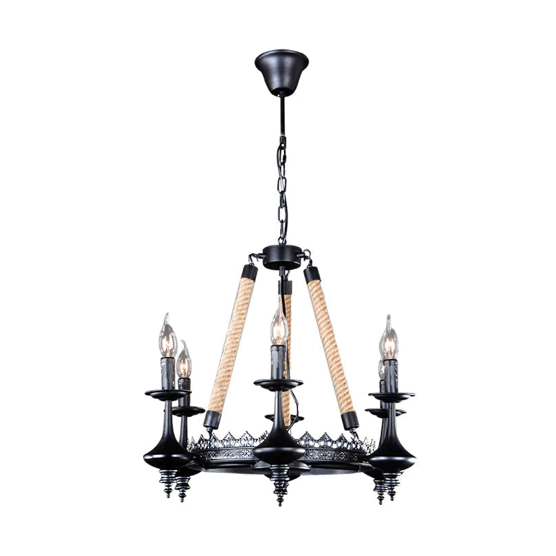 Epoch Lustre à Bougie Rétro en Métal Noir/Corde Pour Restaurant/bar - Neutralighting