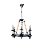 Epoch Lustre à Bougie Rétro en Métal Noir/Corde Pour Restaurant/bar - Neutralighting