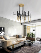 Solara Lustre Moderne Tiges Noir Or - Neutralighting