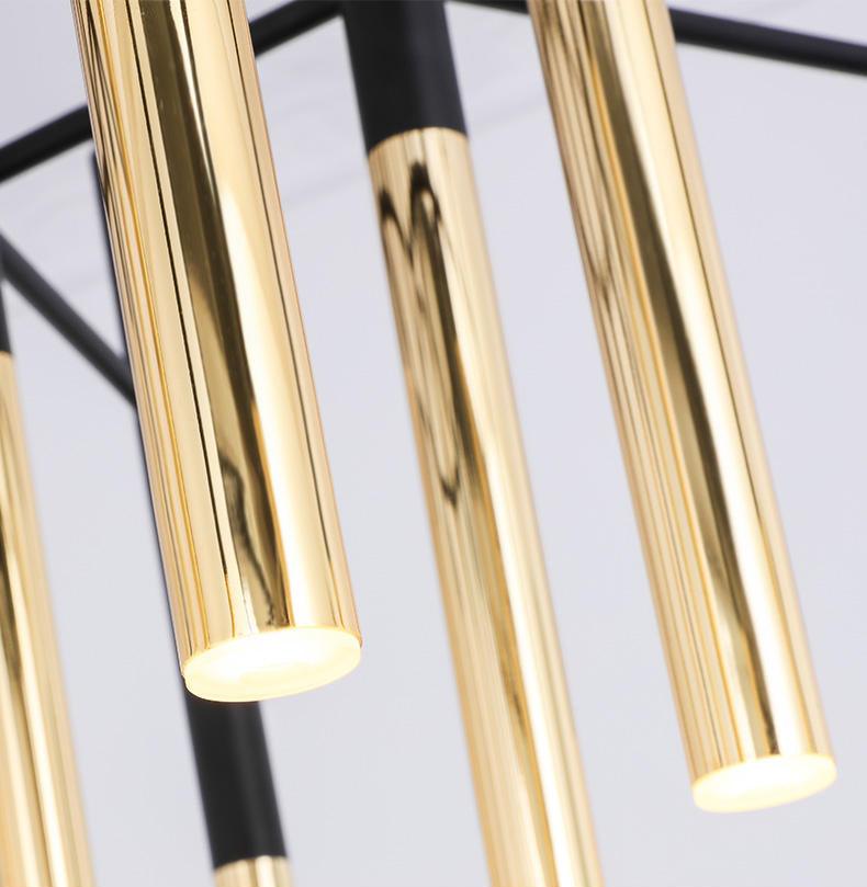 Solara Lustre Moderne Tiges Noir Or - Neutralighting