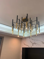 Solara Lustre Moderne Tiges Noir Or - Neutralighting