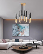 Solara Lustre Moderne Tiges Noir Or - Neutralighting