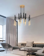 Solara Lustre Moderne Tiges Noir Or - Neutralighting