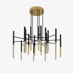 Solara Lustre Moderne Tiges Noir Or - Neutralighting
