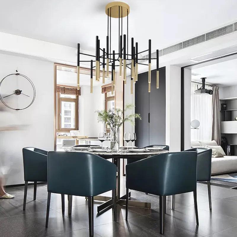 Solara Lustre Moderne Tiges Noir Or - Neutralighting