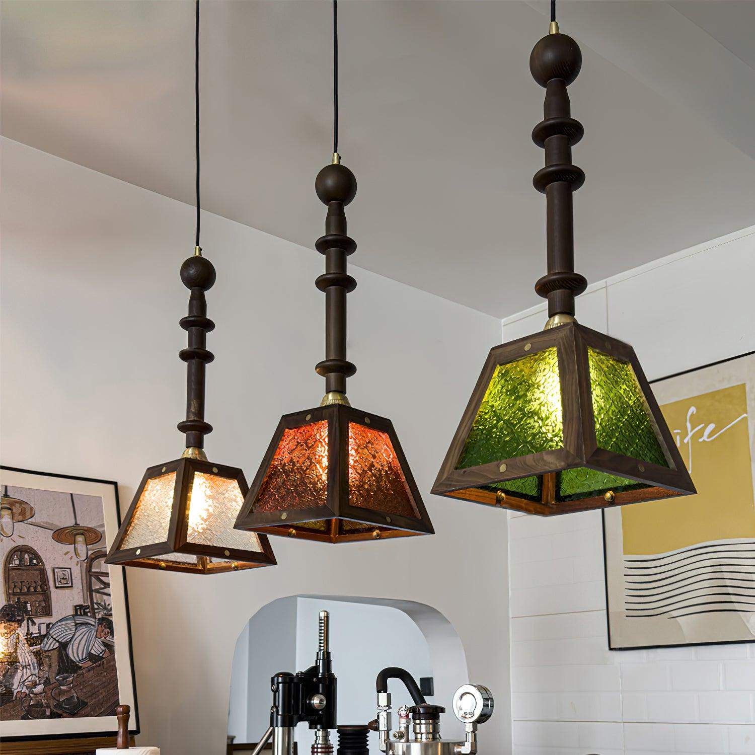 Alsorisra Lampe Suspension en Verre et Bois à Style Vintage - Neutralighting