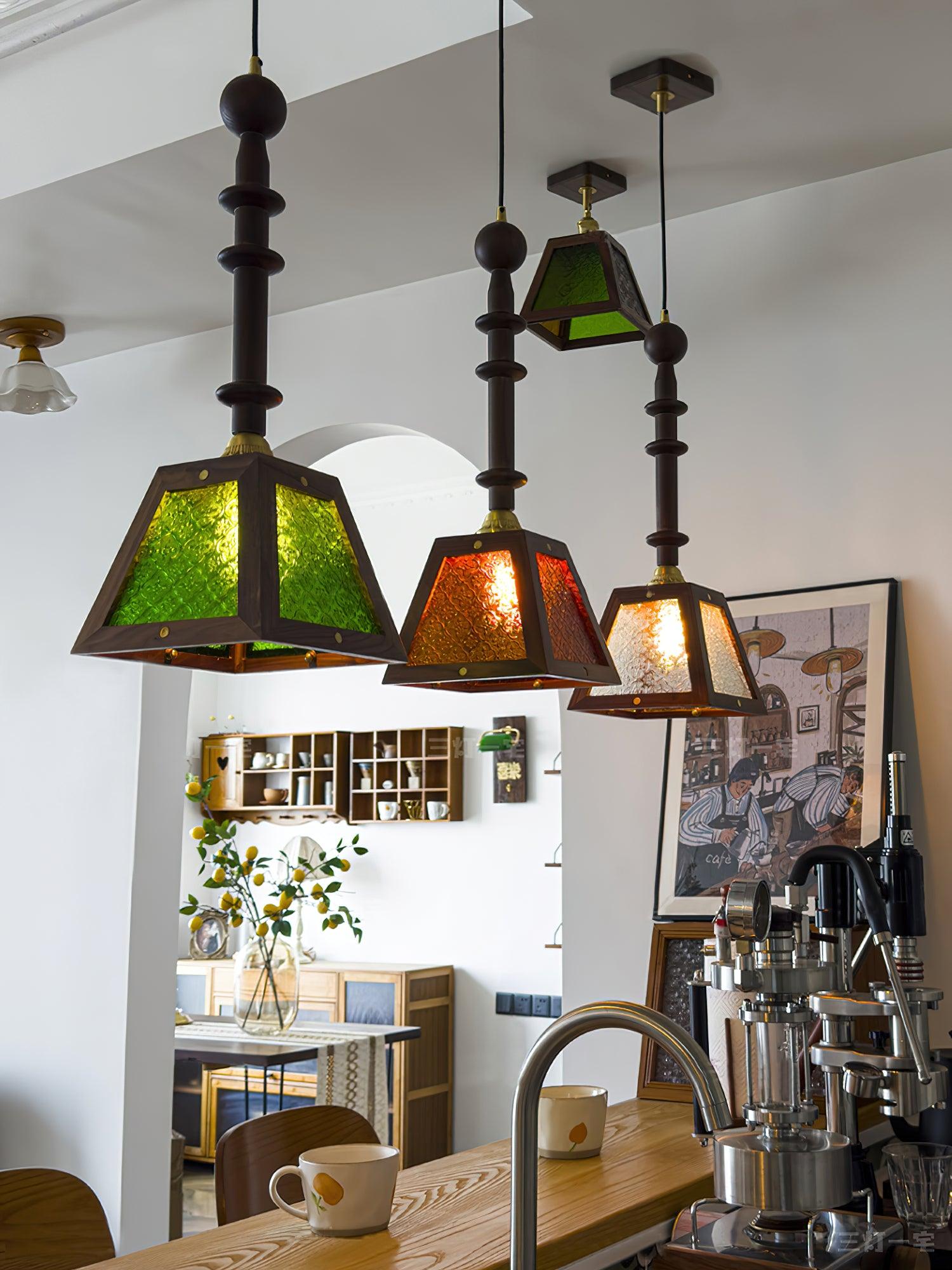 Alsorisra Lampe Suspension en Verre et Bois à Style Vintage - Neutralighting