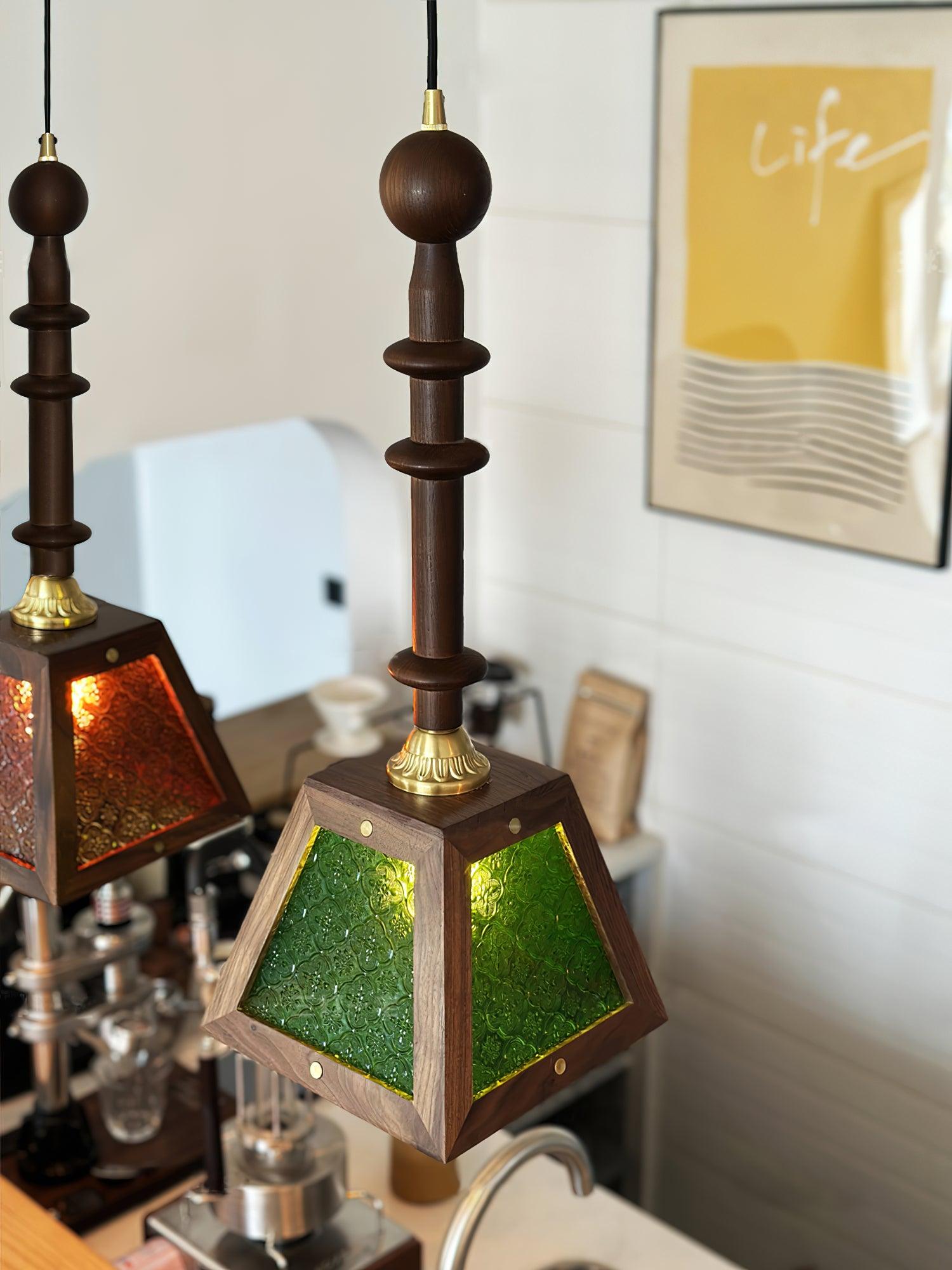 Alsorisra Lampe Suspension en Verre et Bois à Style Vintage - Neutralighting