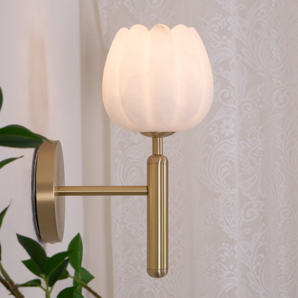 Eurzorion Applique Murale en Albâtre Floral Laiton - Neutralighting