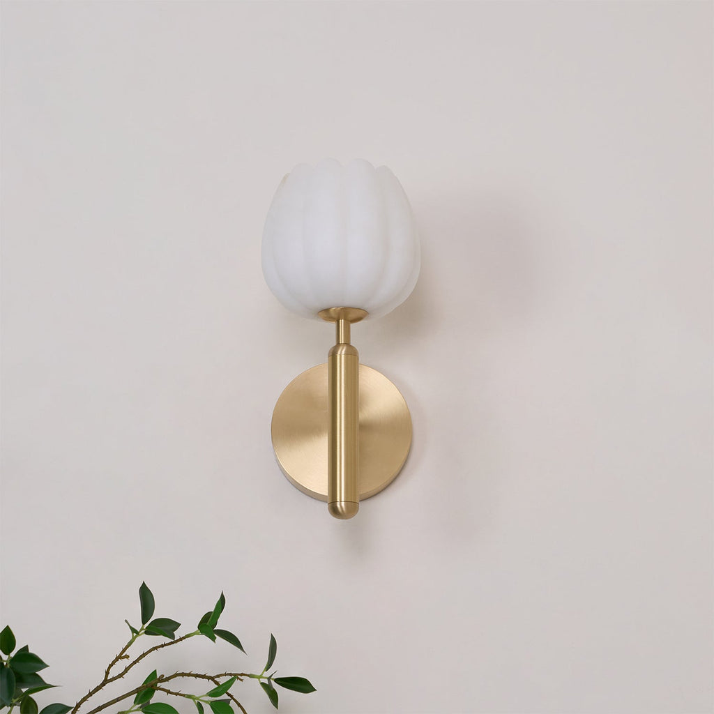 Eurzorion Applique Murale en Albâtre Floral Laiton - Neutralighting
