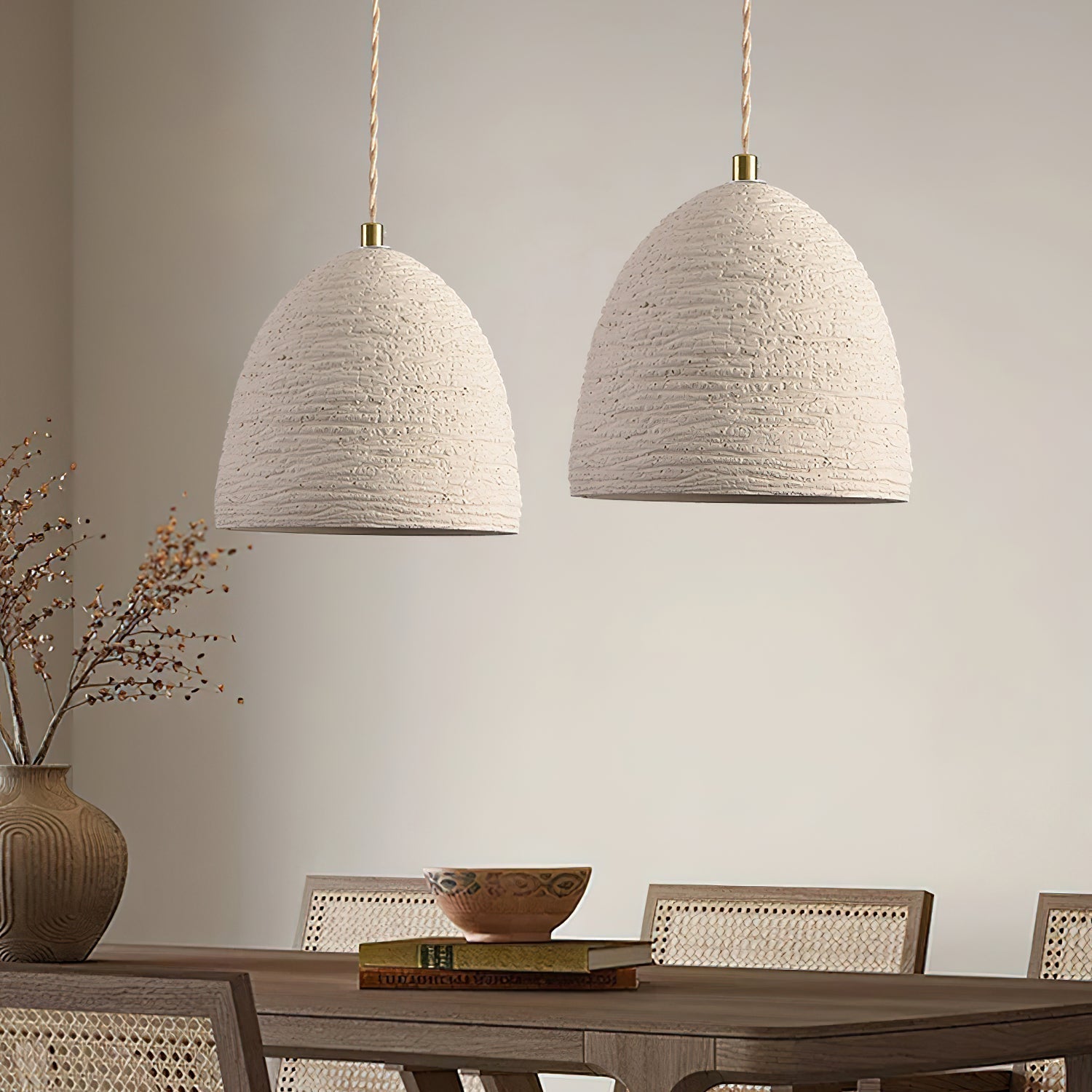 Microcement Lampe suspendue avec abat-jour en tissu réglable - Neutralighting