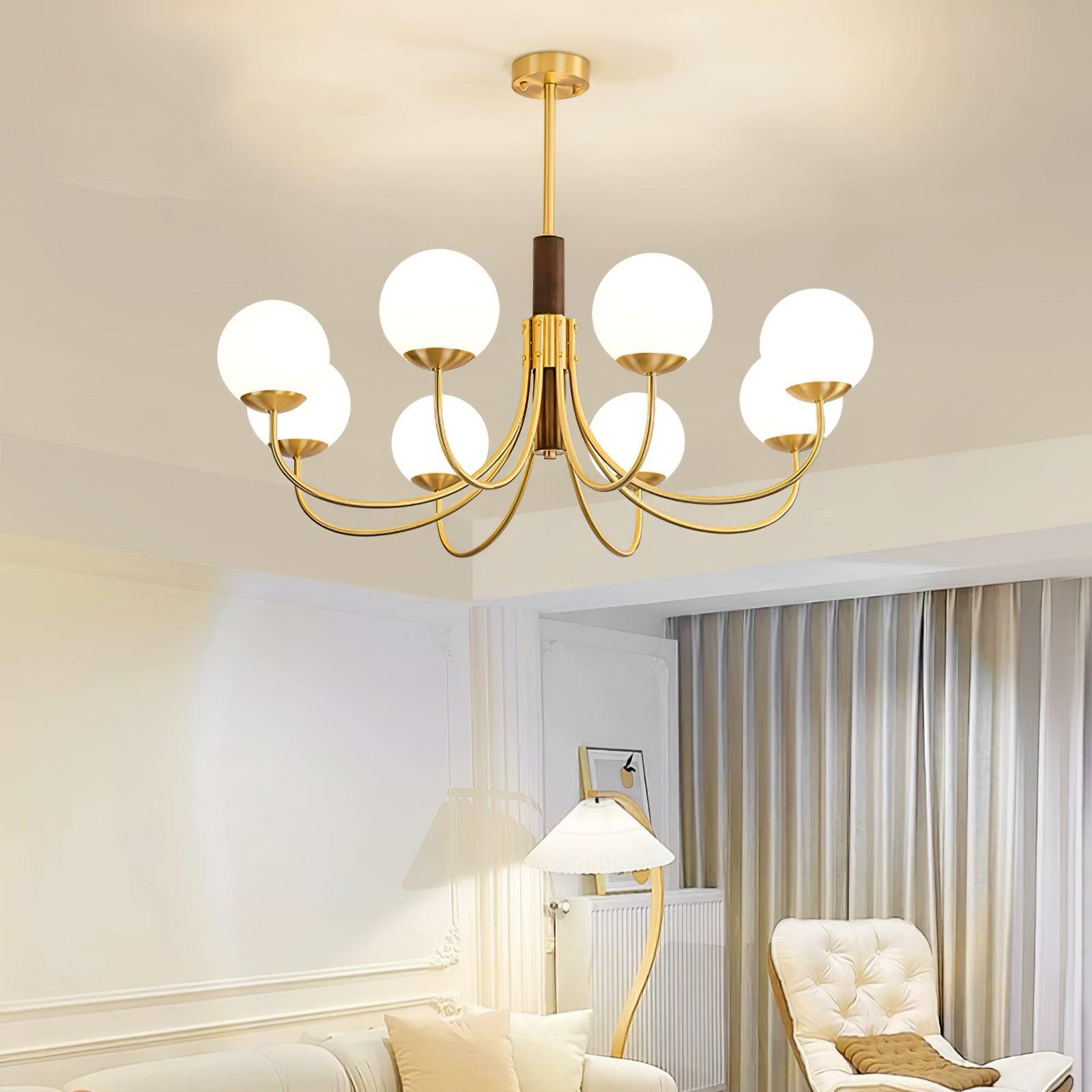 Lustra Chandelier Midas Touch Noyer Sphère Laiton - Neutralighting