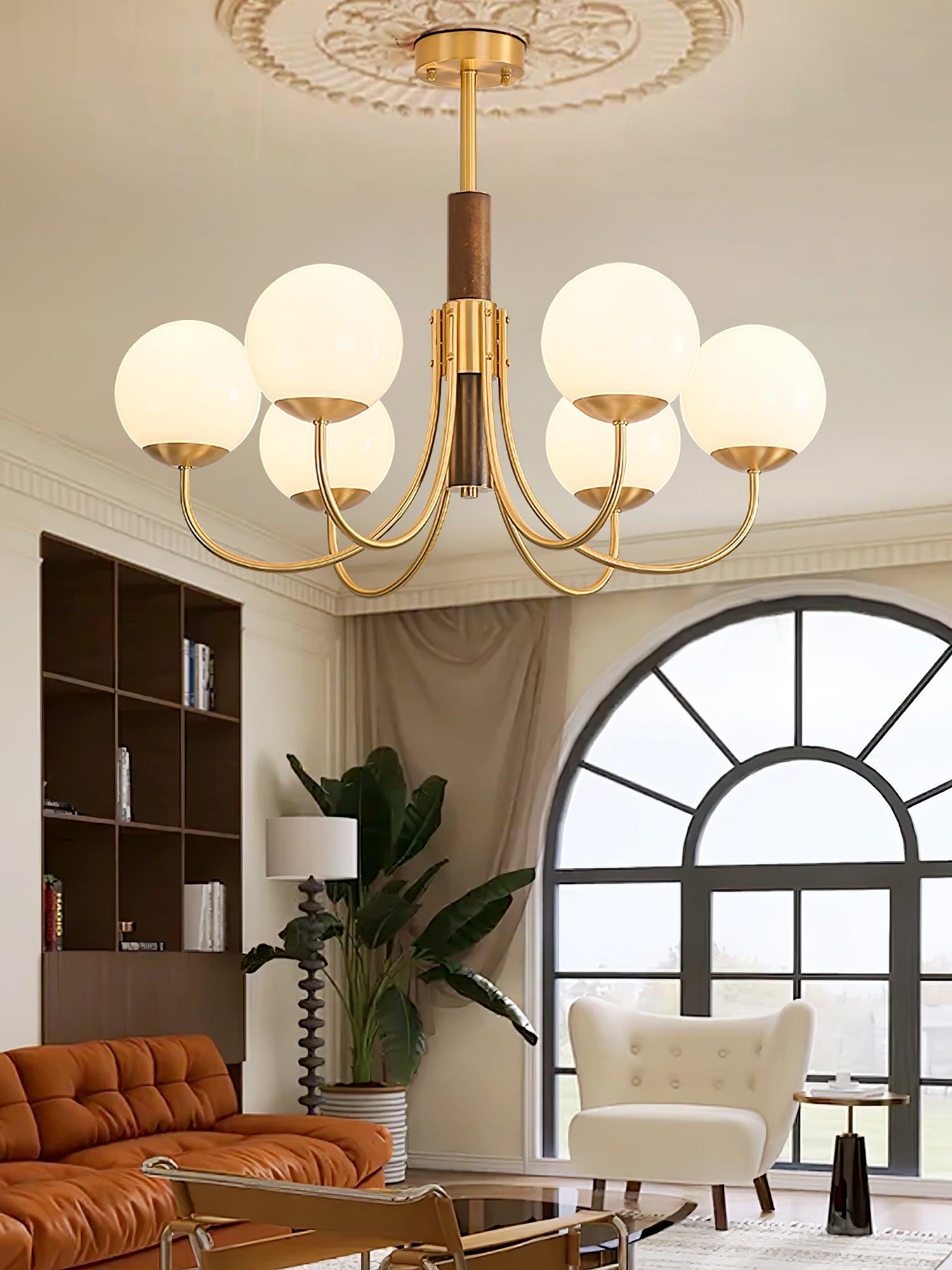 Lustra Chandelier Midas Touch Noyer Sphère Laiton - Neutralighting