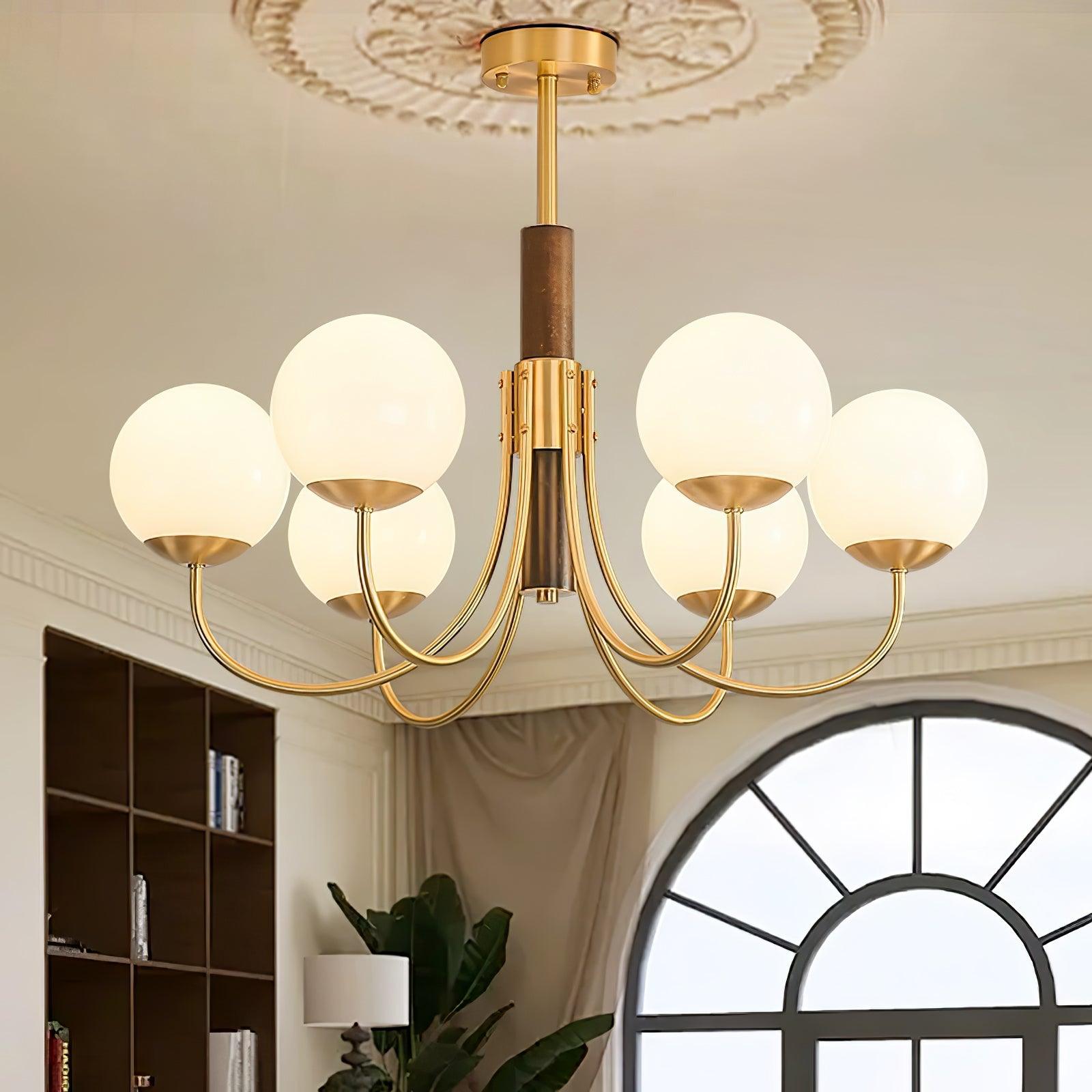 Lustra Chandelier Midas Touch Noyer Sphère Laiton - Neutralighting
