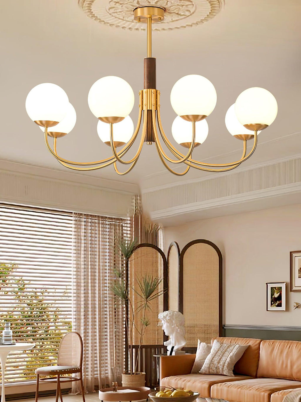 Lustra Chandelier Midas Touch Noyer Sphère Laiton - Neutralighting