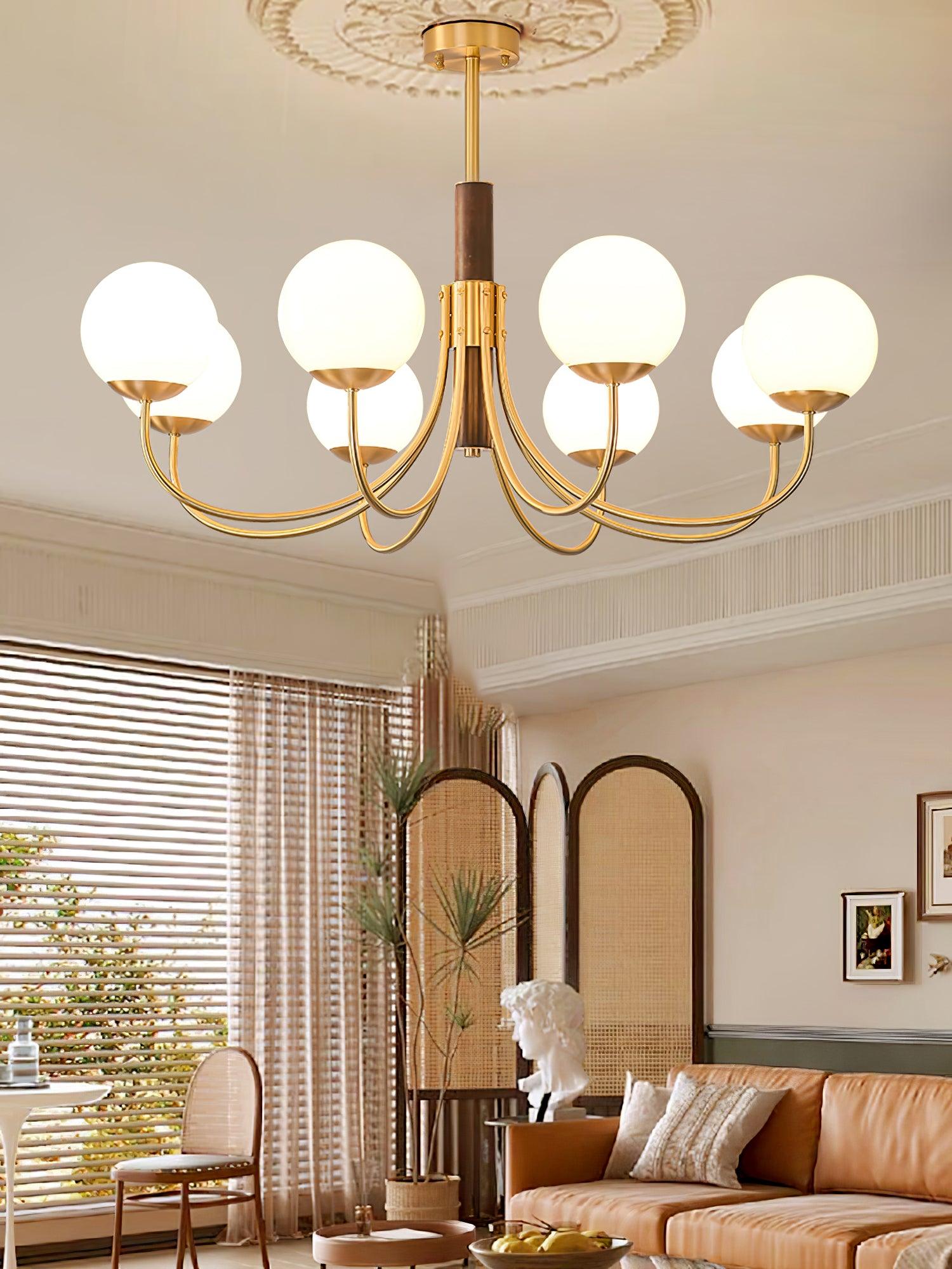 Lustra Chandelier Midas Touch Noyer Sphère Laiton - Neutralighting