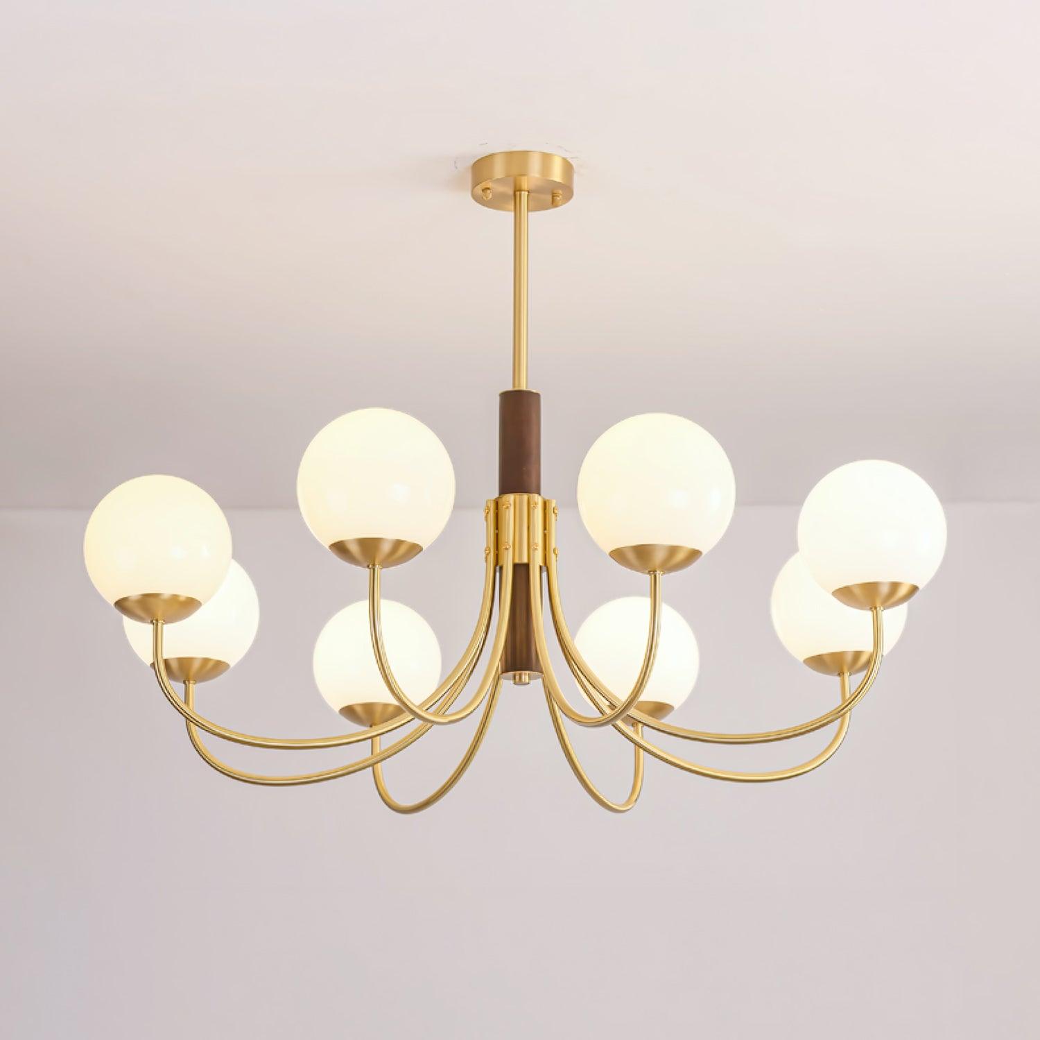 Lustra Chandelier Midas Touch Noyer Sphère Laiton - Neutralighting