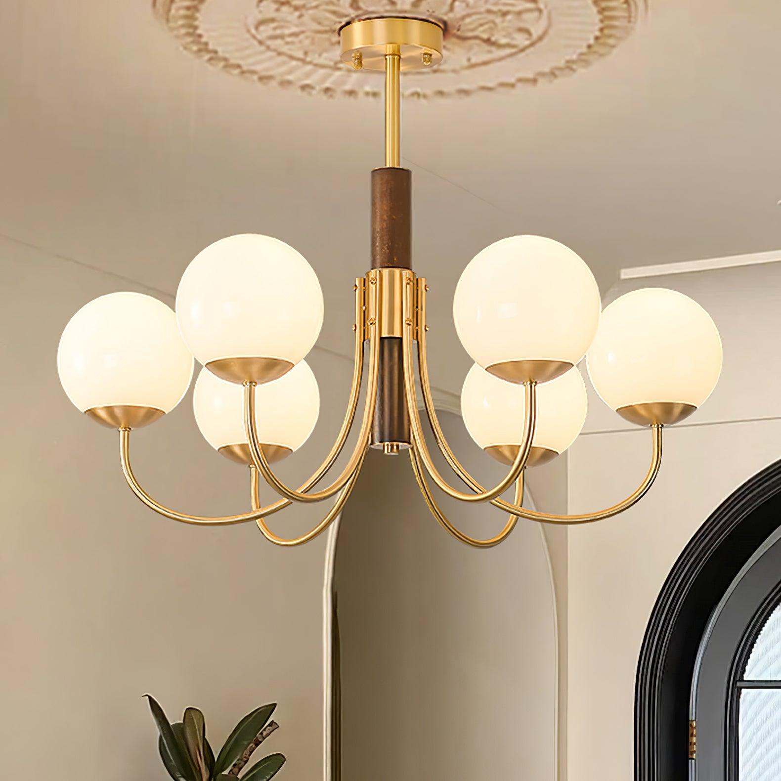 Lustra Chandelier Midas Touch Noyer Sphère Laiton - Neutralighting