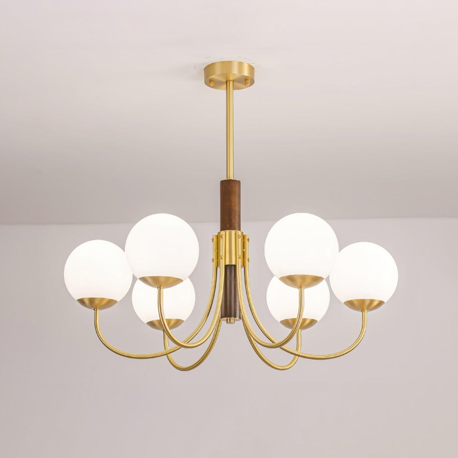 Lustra Chandelier Midas Touch Noyer Sphère Laiton - Neutralighting