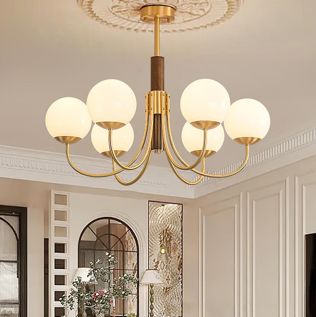 Lustra Chandelier Midas Touch Noyer Sphère Laiton - Neutralighting