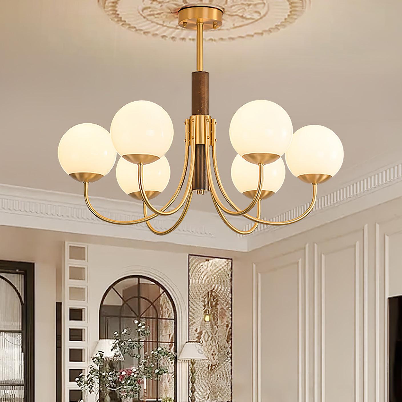 Lustra Chandelier Midas Touch Noyer Sphère Laiton - Neutralighting
