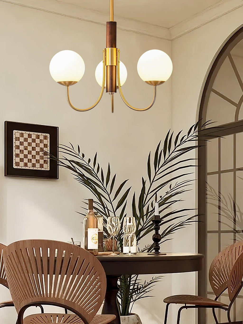 Lustra Chandelier Midas Touch Noyer Sphère Laiton - Neutralighting
