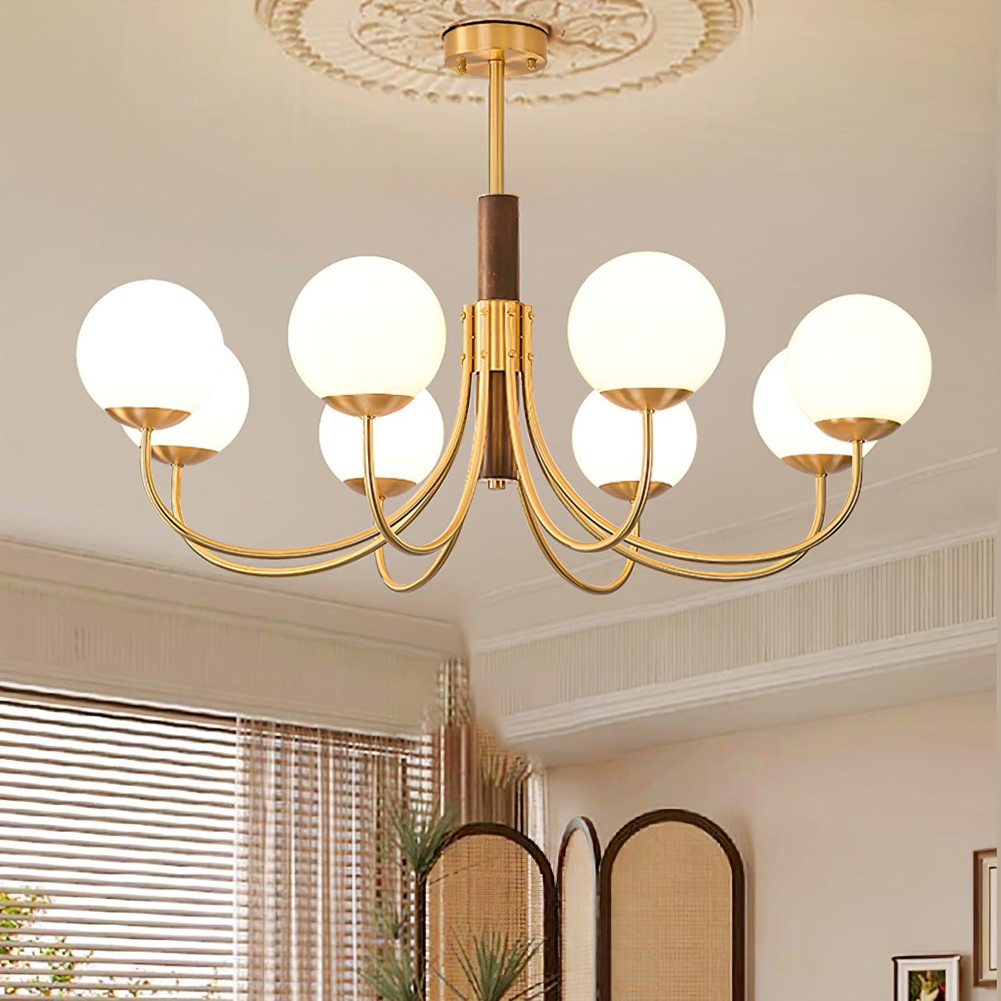 Lustra Chandelier Midas Touch Noyer Sphère Laiton - Neutralighting