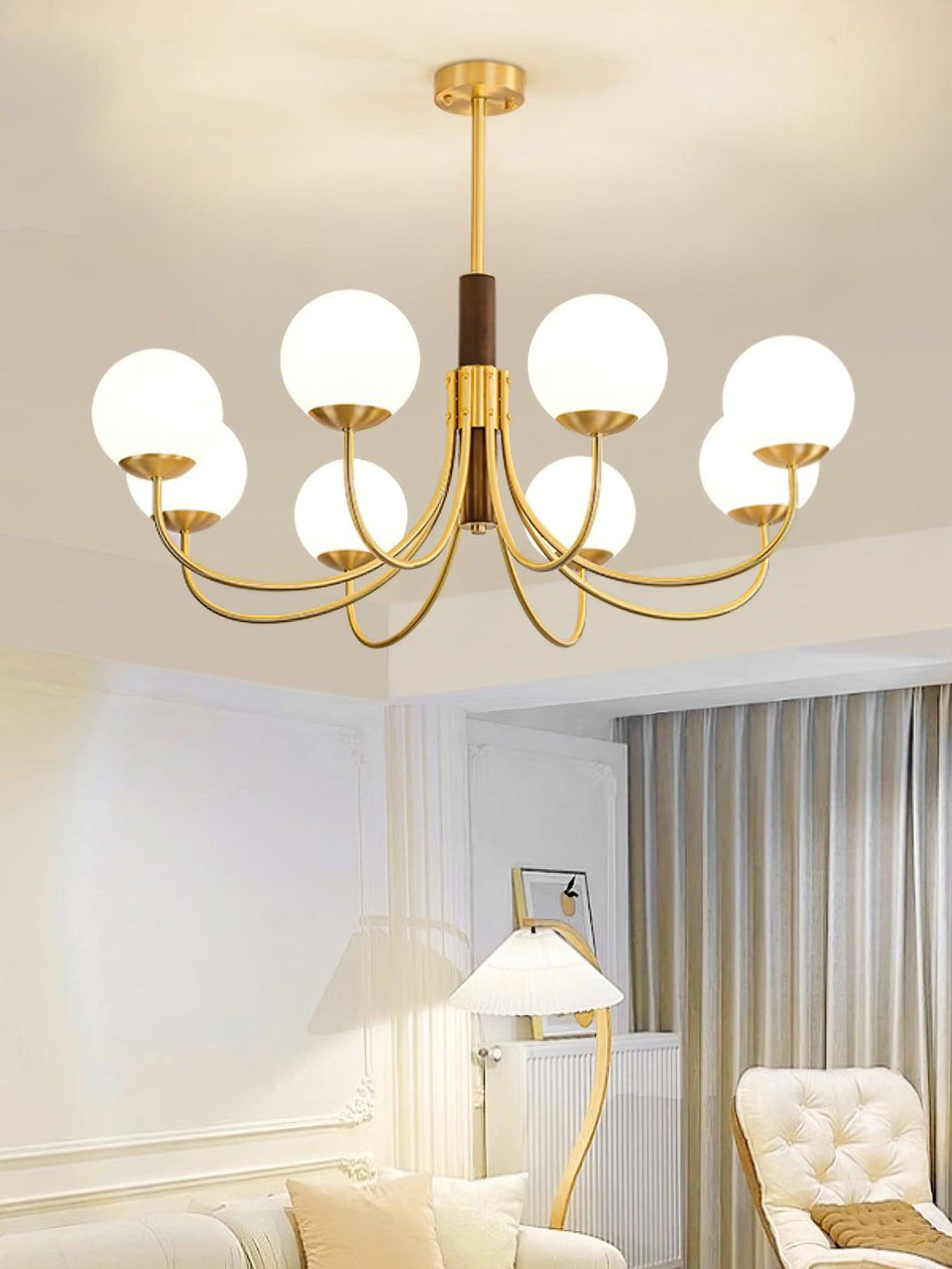 Lustra Chandelier Midas Touch Noyer Sphère Laiton - Neutralighting
