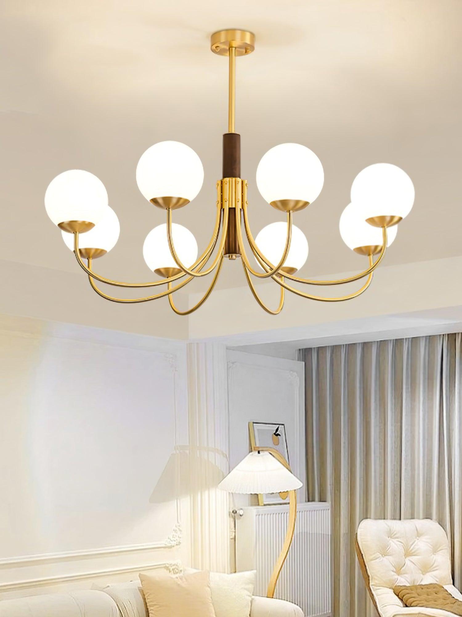 Lustra Chandelier Midas Touch Noyer Sphère Laiton - Neutralighting