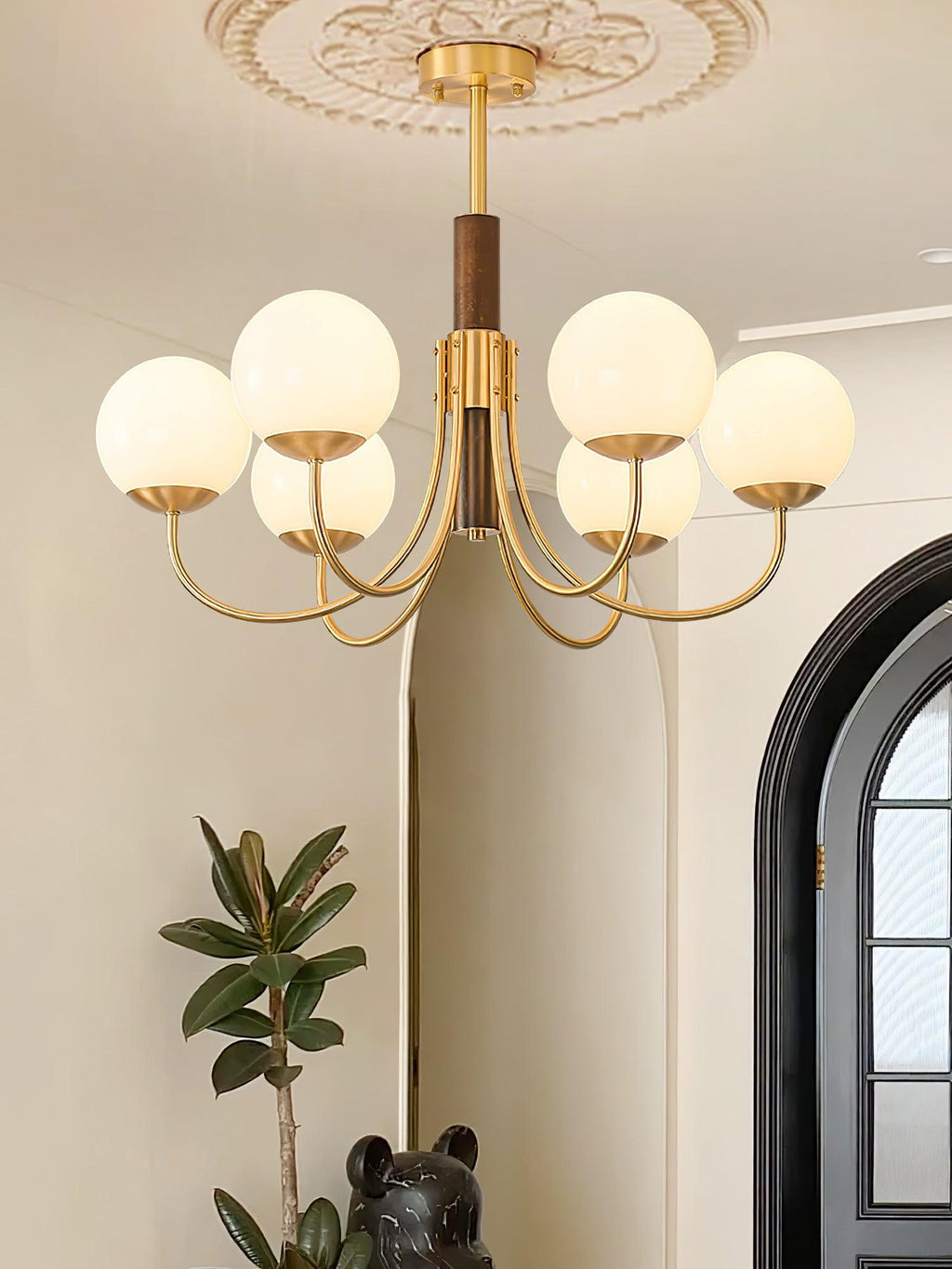 Lustra Chandelier Midas Touch Noyer Sphère Laiton - Neutralighting