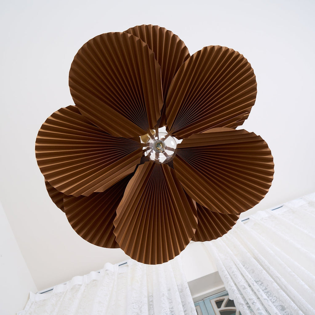 Pendant Lampe Avec Abat-jour Pétale en Papier Kraft Plissé Ambiance Chaleureuse - Neutralighting