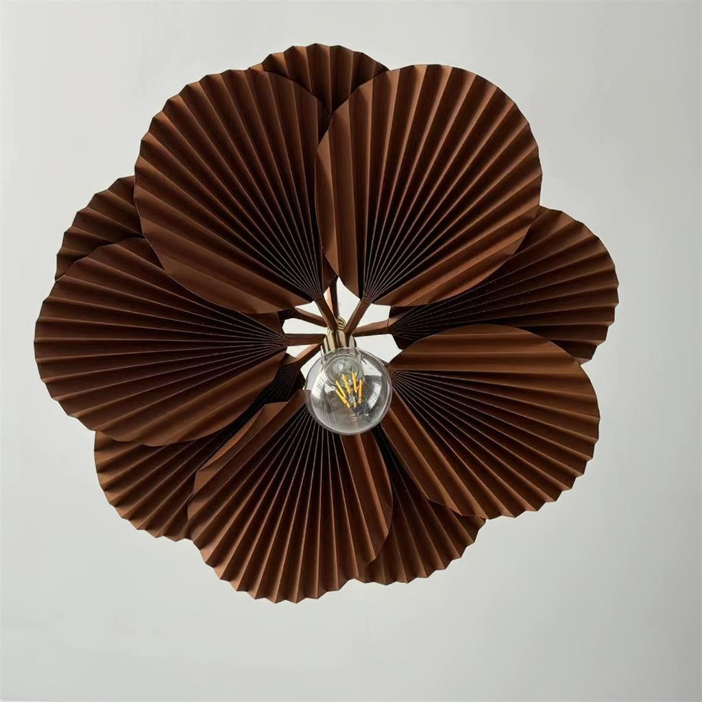 Pendant Lampe Avec Abat-jour Pétale en Papier Kraft Plissé Ambiance Chaleureuse - Neutralighting