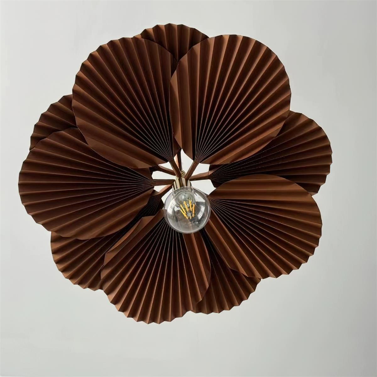 Pendant Lampe Avec Abat-jour Pétale en Papier Kraft Plissé Ambiance Chaleureuse - Neutralighting