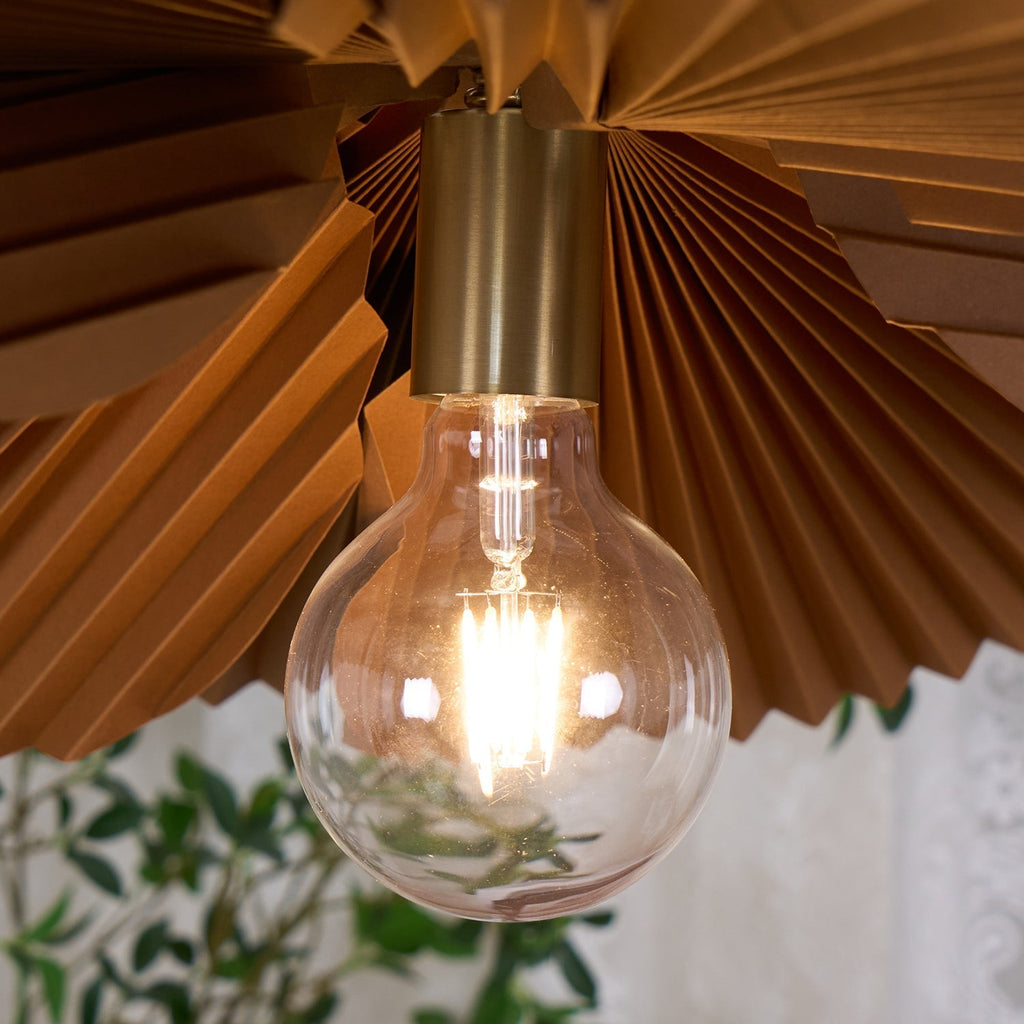 Pendant Lampe Avec Abat-jour Pétale en Papier Kraft Plissé Ambiance Chaleureuse - Neutralighting