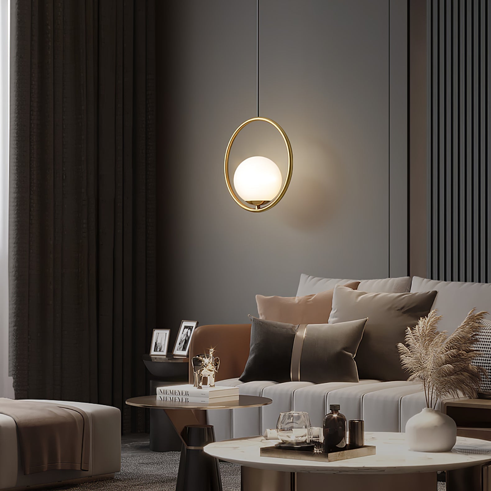 Lustra Lampe Pendante Anneau Moderne en Laiton - Neutralighting