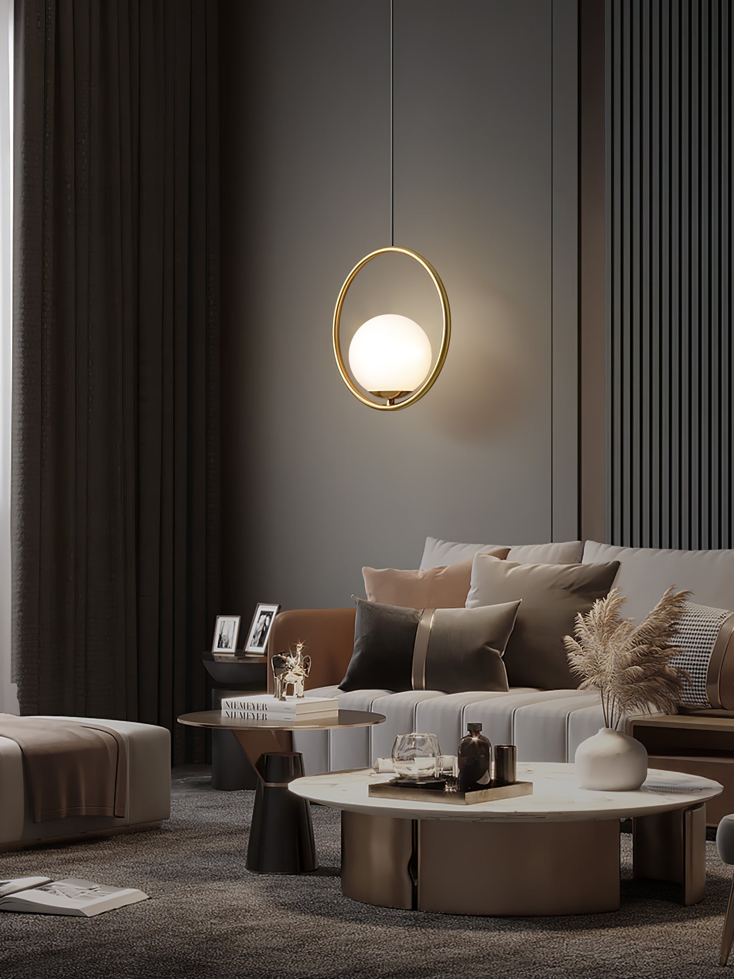 Lustra Lampe Pendante Anneau Moderne en Laiton - Neutralighting