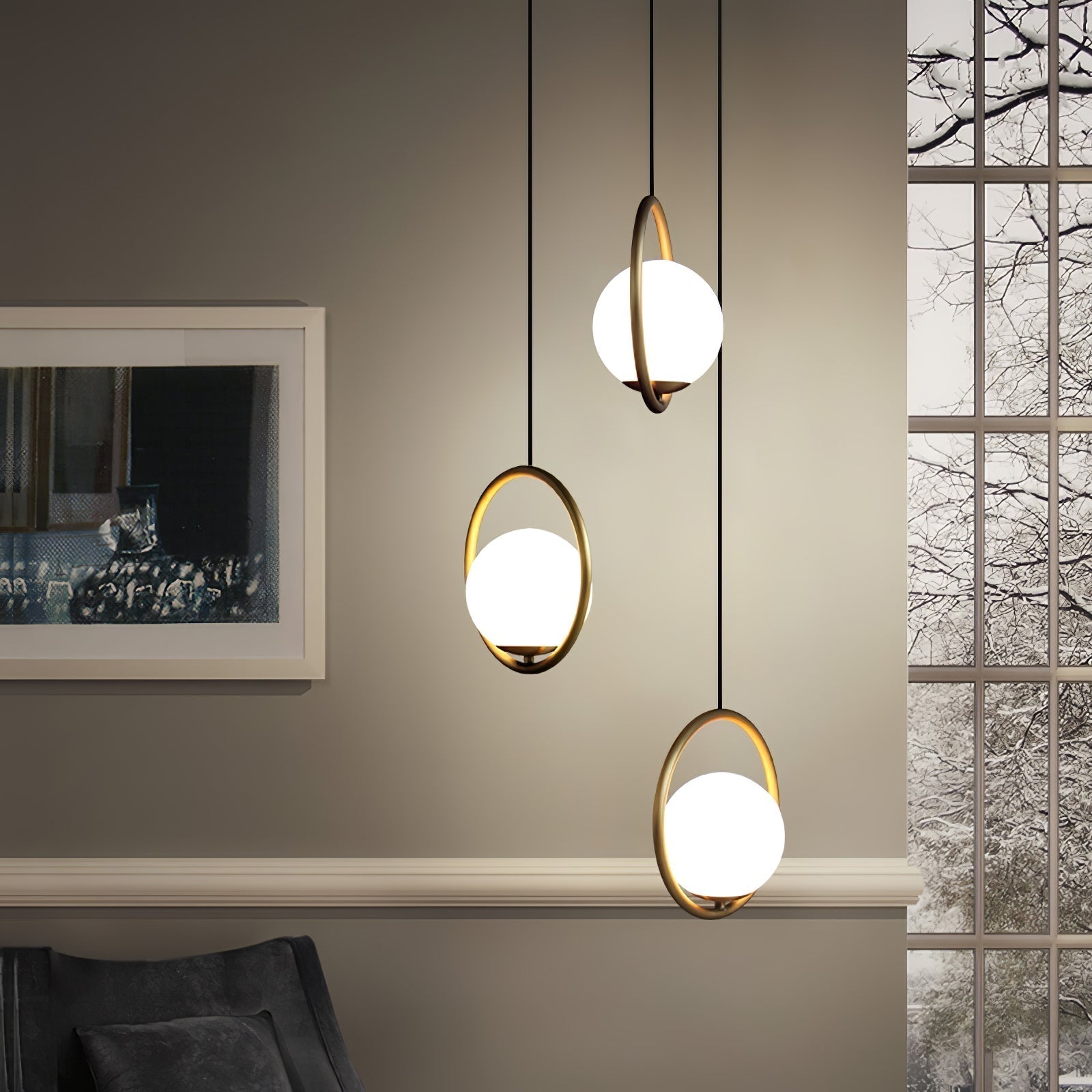 Lustra Lampe Pendante Anneau Moderne en Laiton - Neutralighting