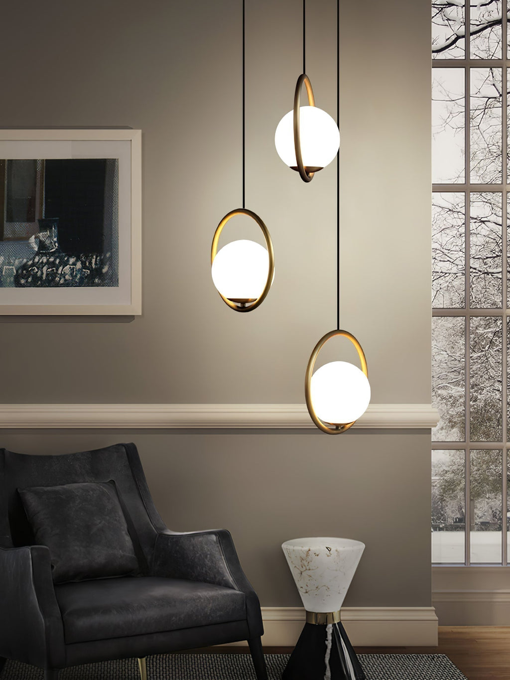 Lustra Lampe Pendante Anneau Moderne en Laiton - Neutralighting