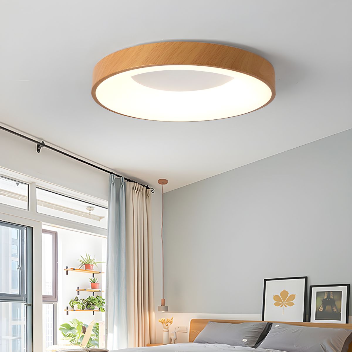 Eliriel Lampe Plafonnier Ronde Minimaliste en Bois - Neutralighting