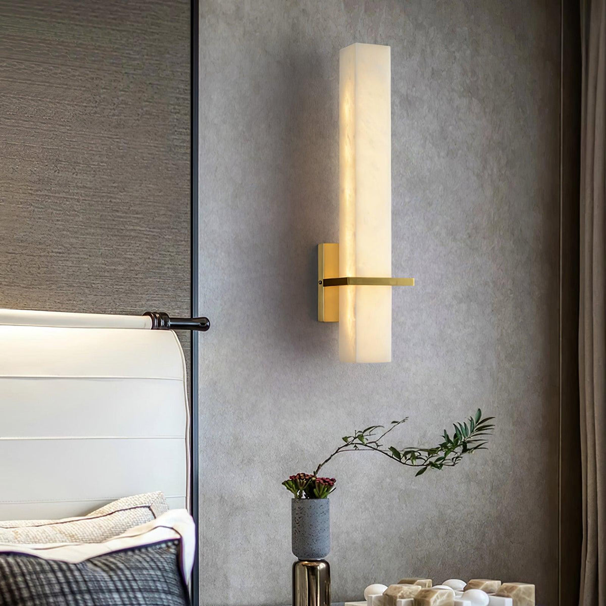 Luste Applique Murale en Albâtre Bande en Laiton Forme - Neutralighting