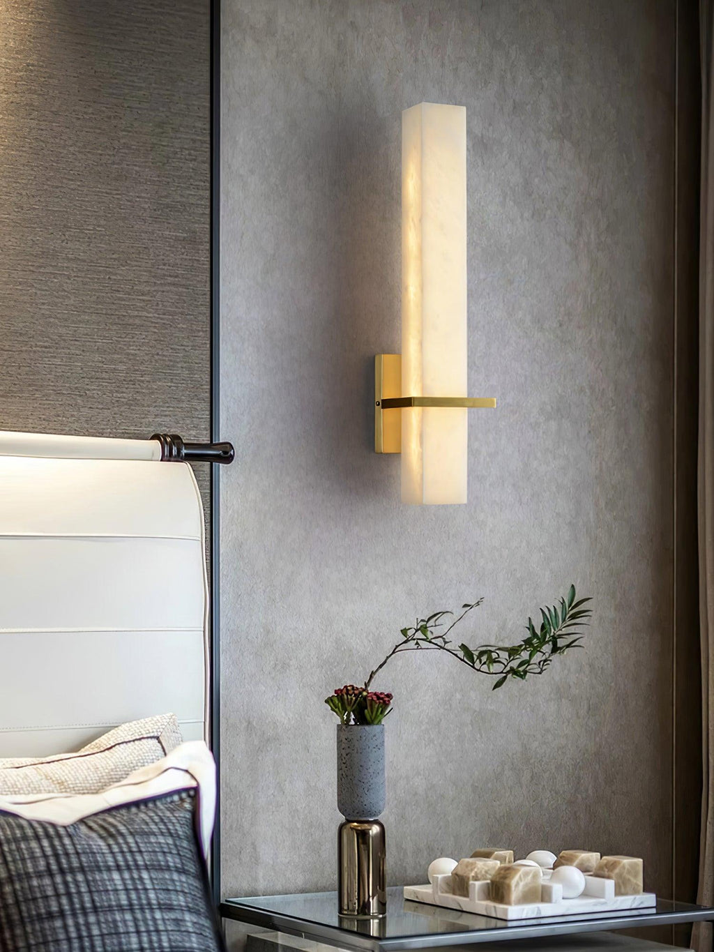 Luste Applique Murale en Albâtre Bande en Laiton Forme - Neutralighting