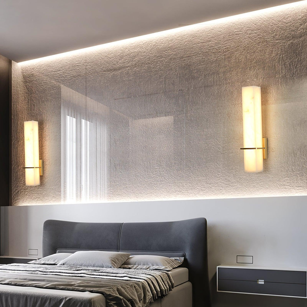 Luste Applique Murale en Albâtre Bande en Laiton Forme - Neutralighting