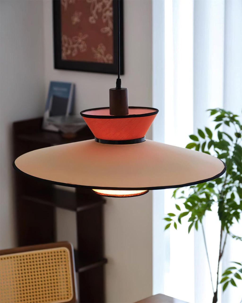 Milano Suspension Lampe Géométrique en Tissu Superposé Rouge - Neutralighting