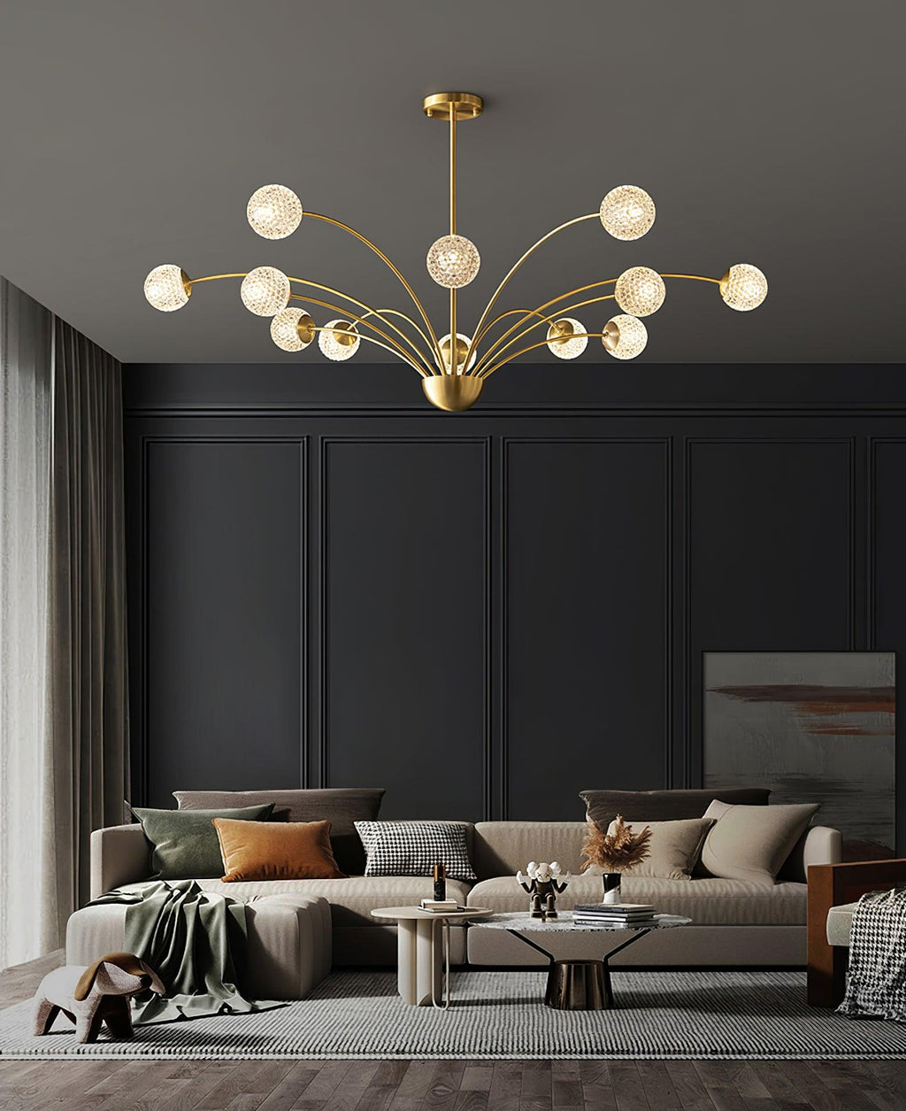 Lustra Chandelier Bras Courbés Laiton - Neutralighting