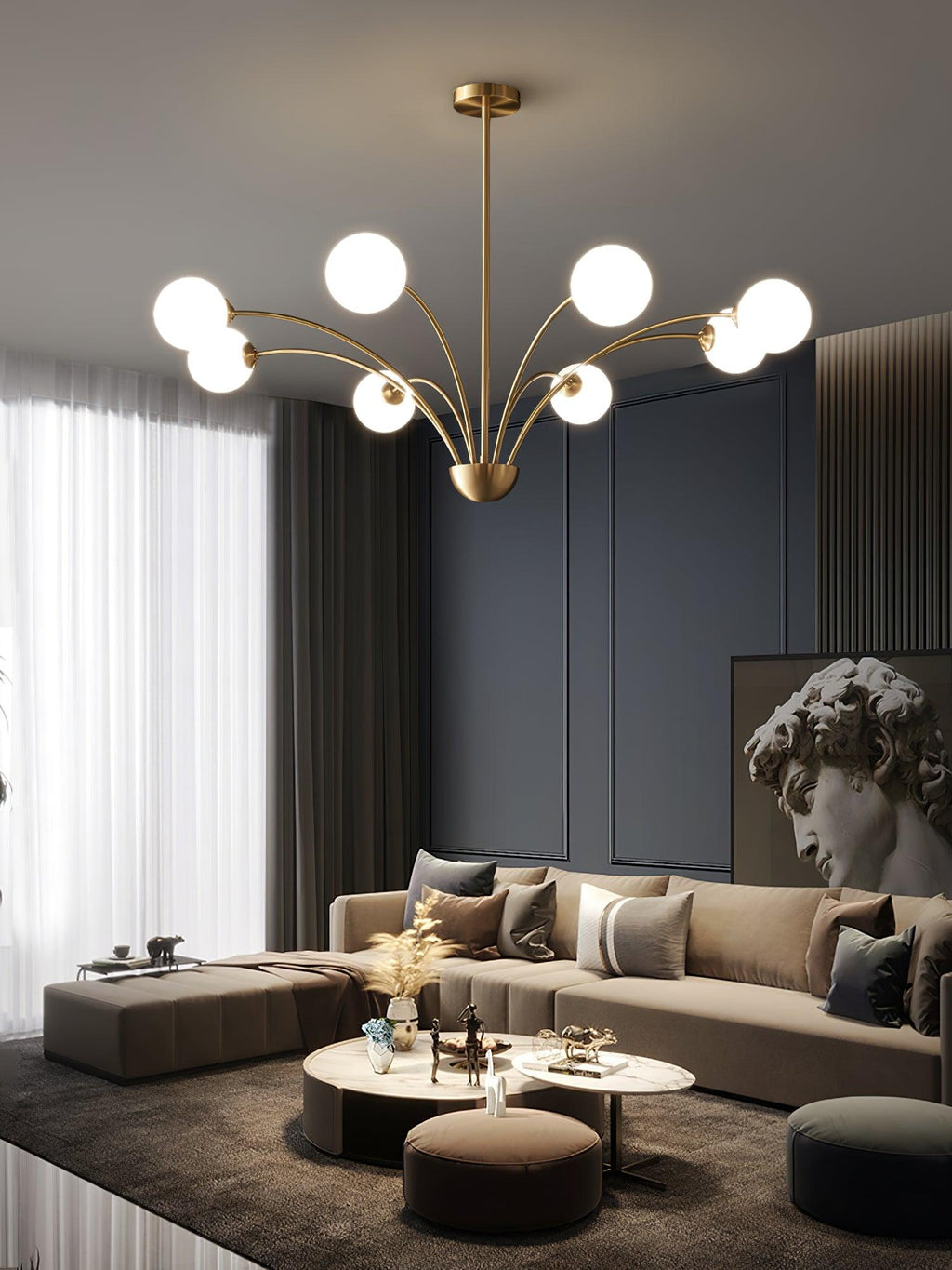 Lustra Chandelier Bras Courbés Laiton - Neutralighting