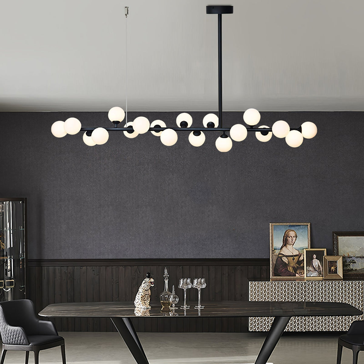 Lumiray Suspension Linéaire Noire Globe - Neutralighting